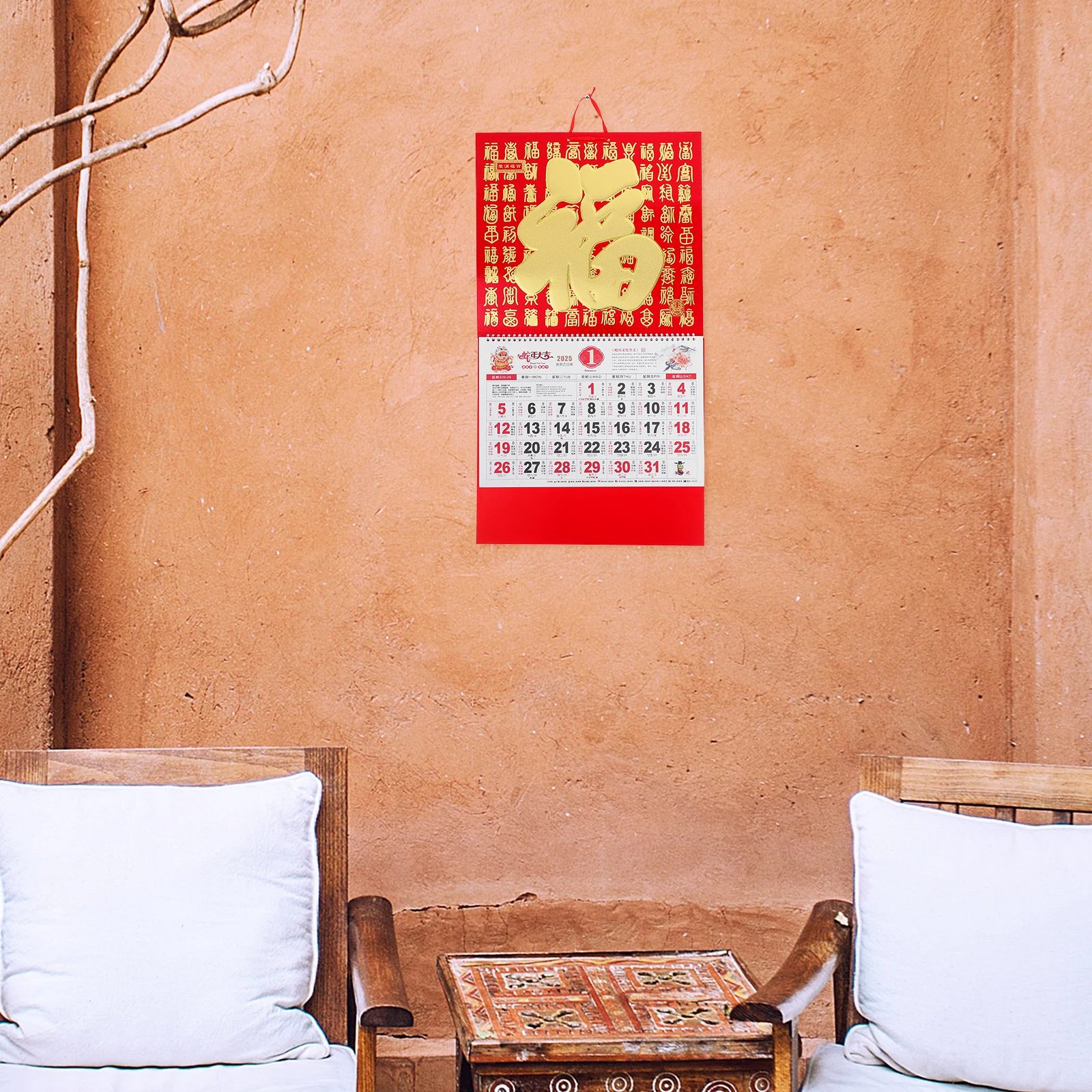 

2025 Snake Lunar Wall Calendar Home Decor Chinese Hanging Monthly Planner Holiday Chinese Lunar Hanging Calendar