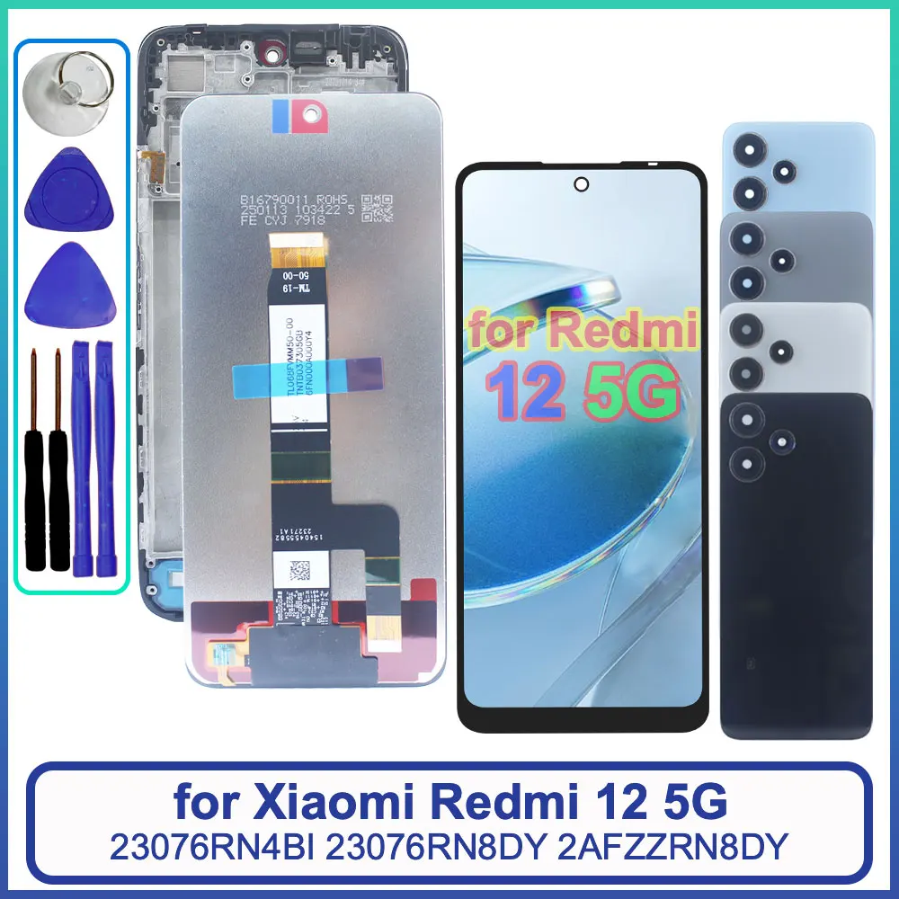 Pour Xiaomi Redmi 12 5G téléphone LCD écran tactile numériseur remplacement pour Redmi 12 5G 2AFZZRN8DY 23076RN8DY LCD avec cadre