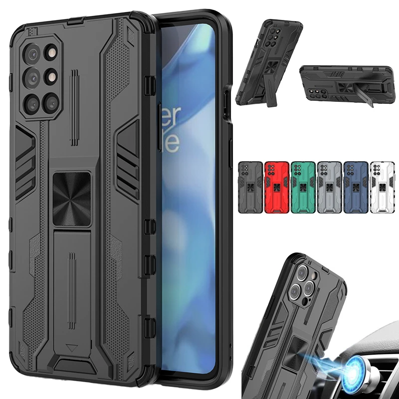 For OnePlus 9R Case Luxury Shockproof Car Stand Holder Magnetic Armor Phone Case For One Plus 9R 9r 9 R LE2101 6.55