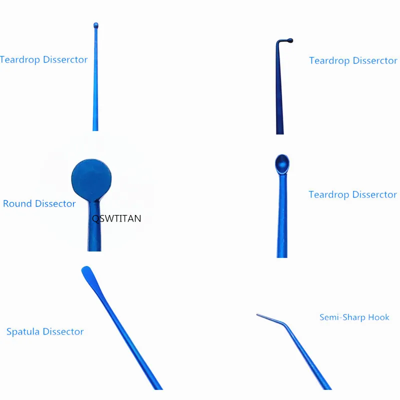 Micro Nerve Hook Vessel Hook 19pcs/set Titanium Micro Spatula Dissectors Micro Curette Nerve Teardrop Disserctor 21cm