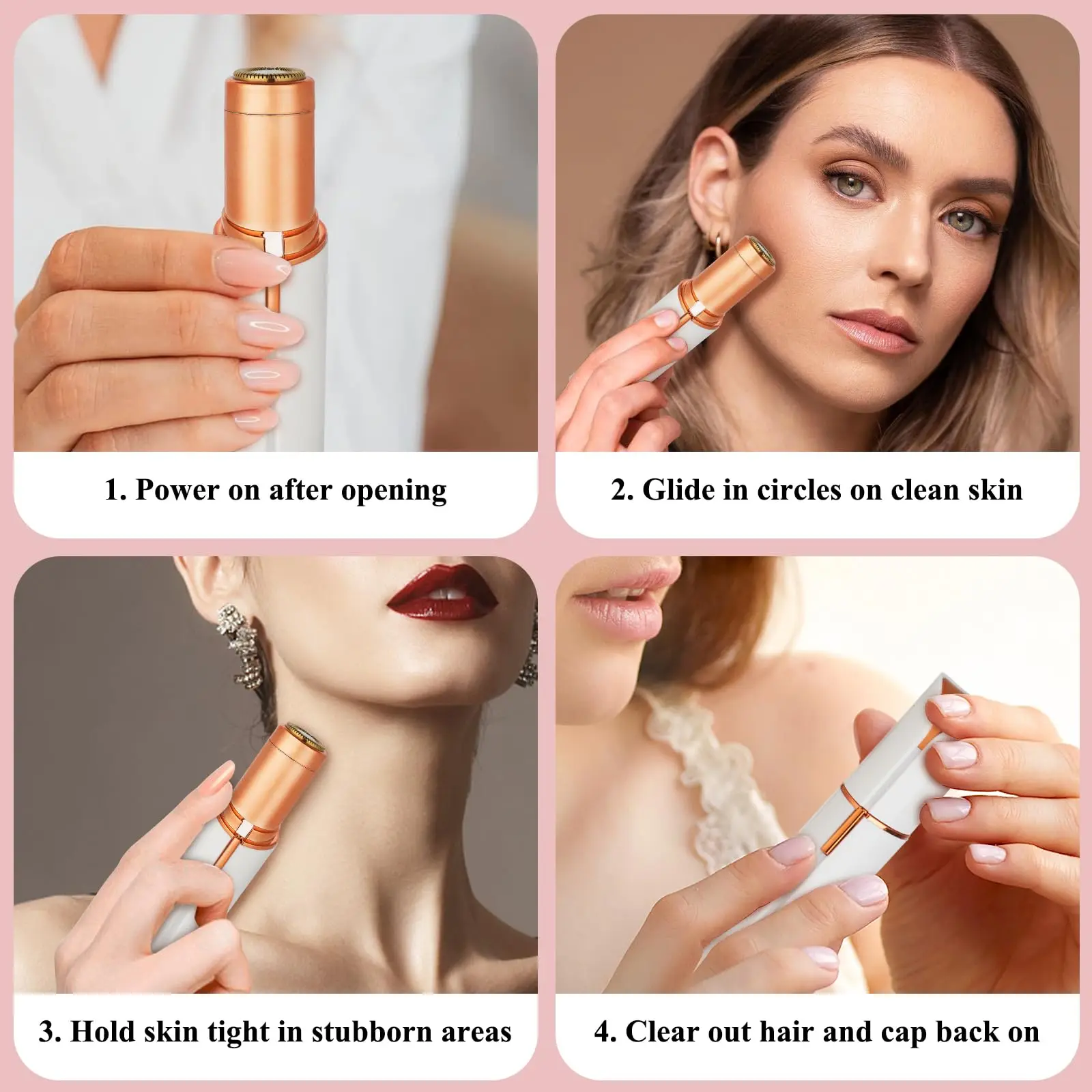 フィニッシングタッチ ヘアリムーバー 女性用電気シェーバー LEDライト付き 瞬時に痛みなくポータブルなリップスティック型脱毛ツール