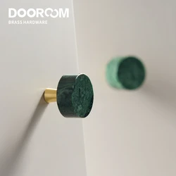 Dooroom Brass Marble Crystal Stone Furniture Handles White Green Long Round Pulls Cupboard Wardrobe Dresser Drawer Cabinet Knobs