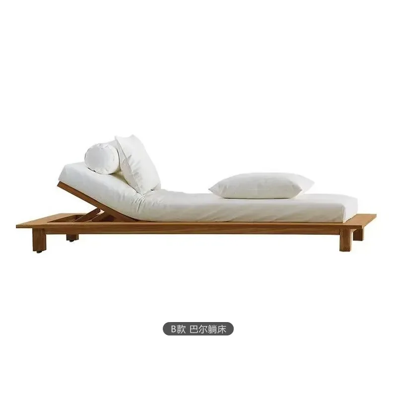 Adjustable Courtyard Sun Loungers Hotel Garden Poolside Teak Wooden Loungers Vacation Leisure Outdoor Loungers Beach Chairs