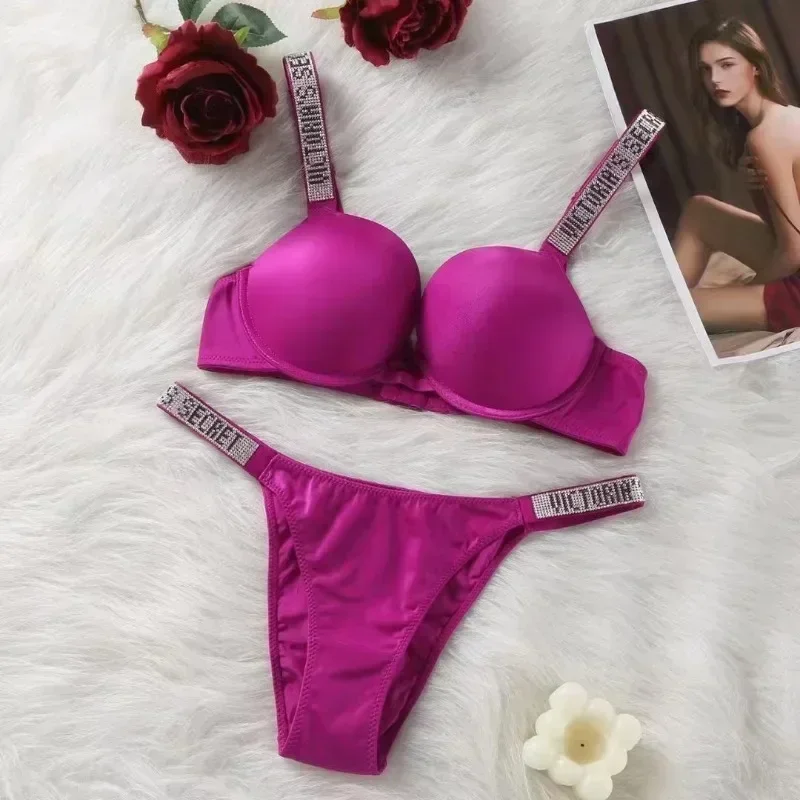 Conjunto de lencería clásica a la moda para mujer, ropa moldeadora Sexy, transpirable, suave y versátil, conjunto de sujetador y bragas de lencería Sexy Victoria's Secret