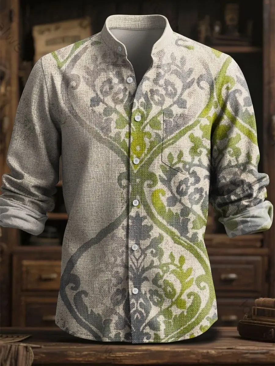 

Trendy and fashionable men's new long sleeved shirt made of linen, comfortable and breathable, 2025 autumn and winter