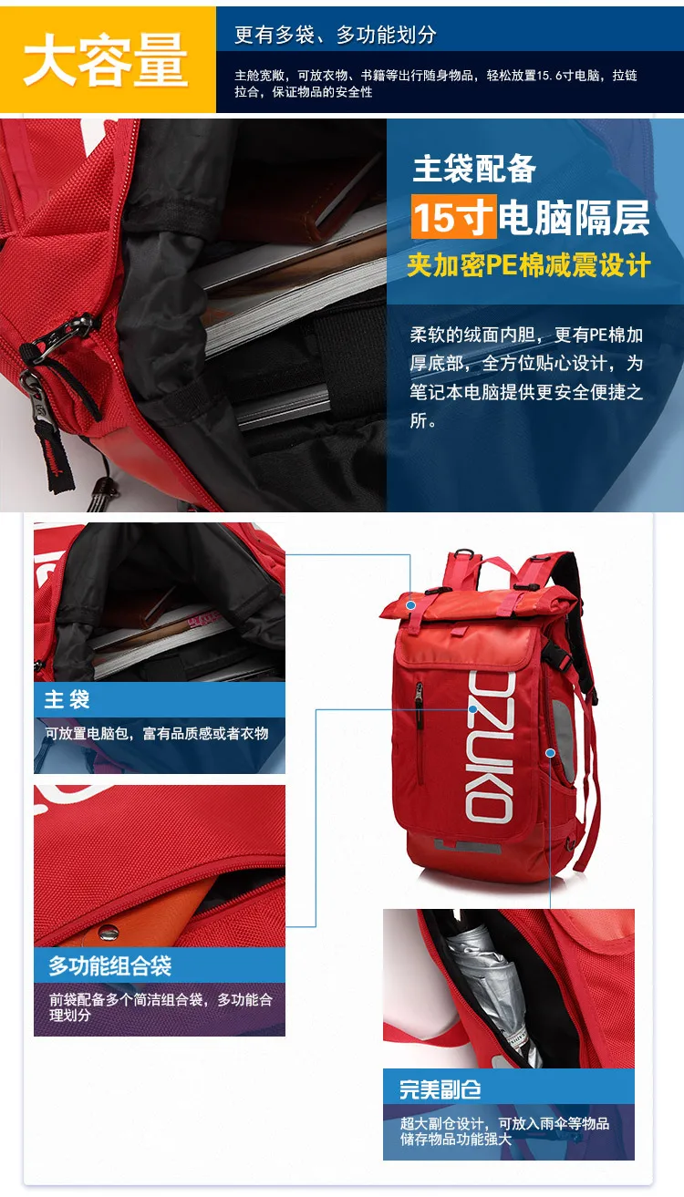 OZUKO Rucksack Männer 15,6 Zoll Laptop Wasserabweisende Schultasche für Teenager Casual Student Rucksäcke Männliche Reise Mochila Mode – Detail 26