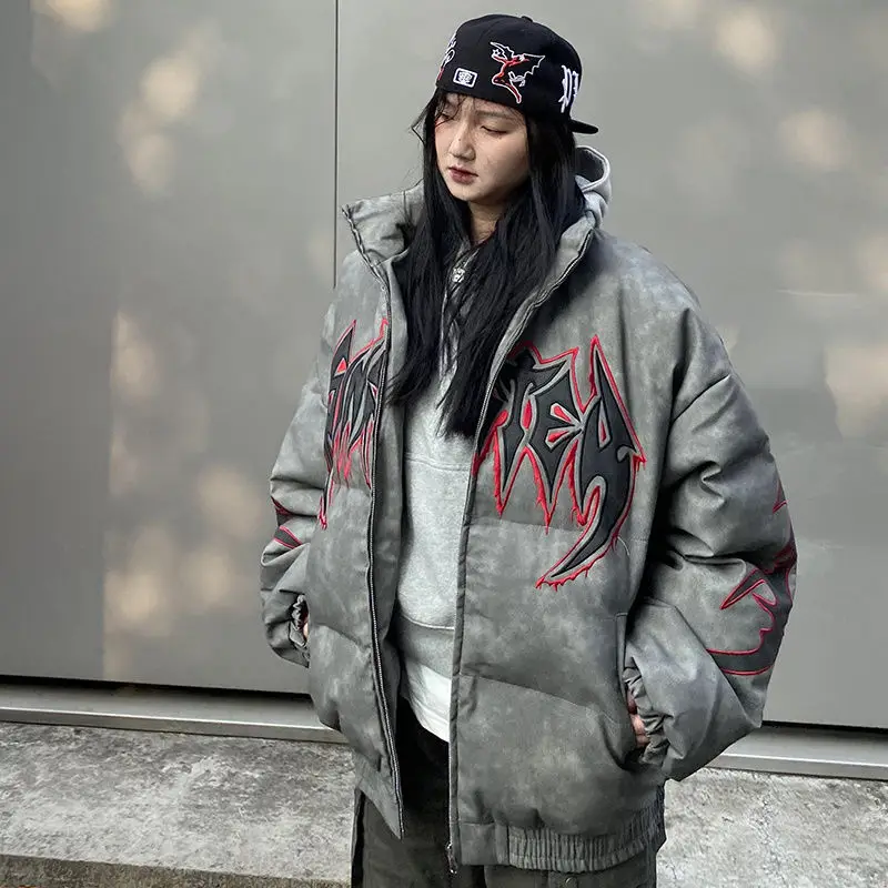 رسالة التطريز ملابس الشتاء النساء الشارع الهيب هوب خمر الشتاء سترة النساء الملابس فضفاضة معطف الشتاء غير رسمي النساء بلايز #6