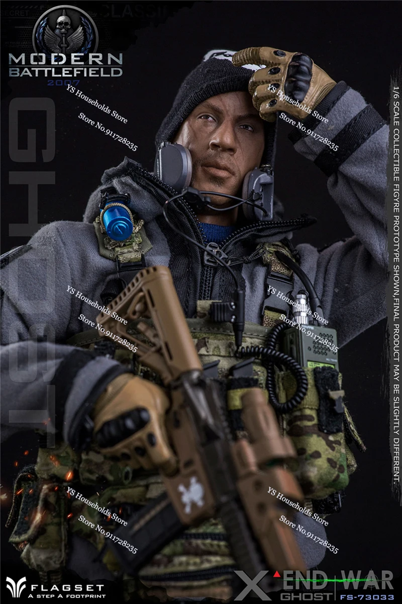 Auf Lager Flagset 73033 1/6 Ghost Team Maske Design Mann Soldat Modell Moder Schlachtfeld 2007 Filmrolle Original 12 "Action figur