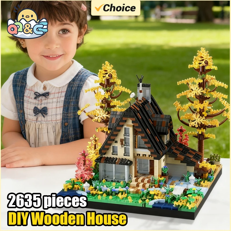لتقوم بها بنفسك نموذج منزل خشبي ألعاب مكعبات البناء الإبداعية شجرة الطوب الغابات المقصورة الأطفال لغز كتل لعبة تعليمية هدية #1