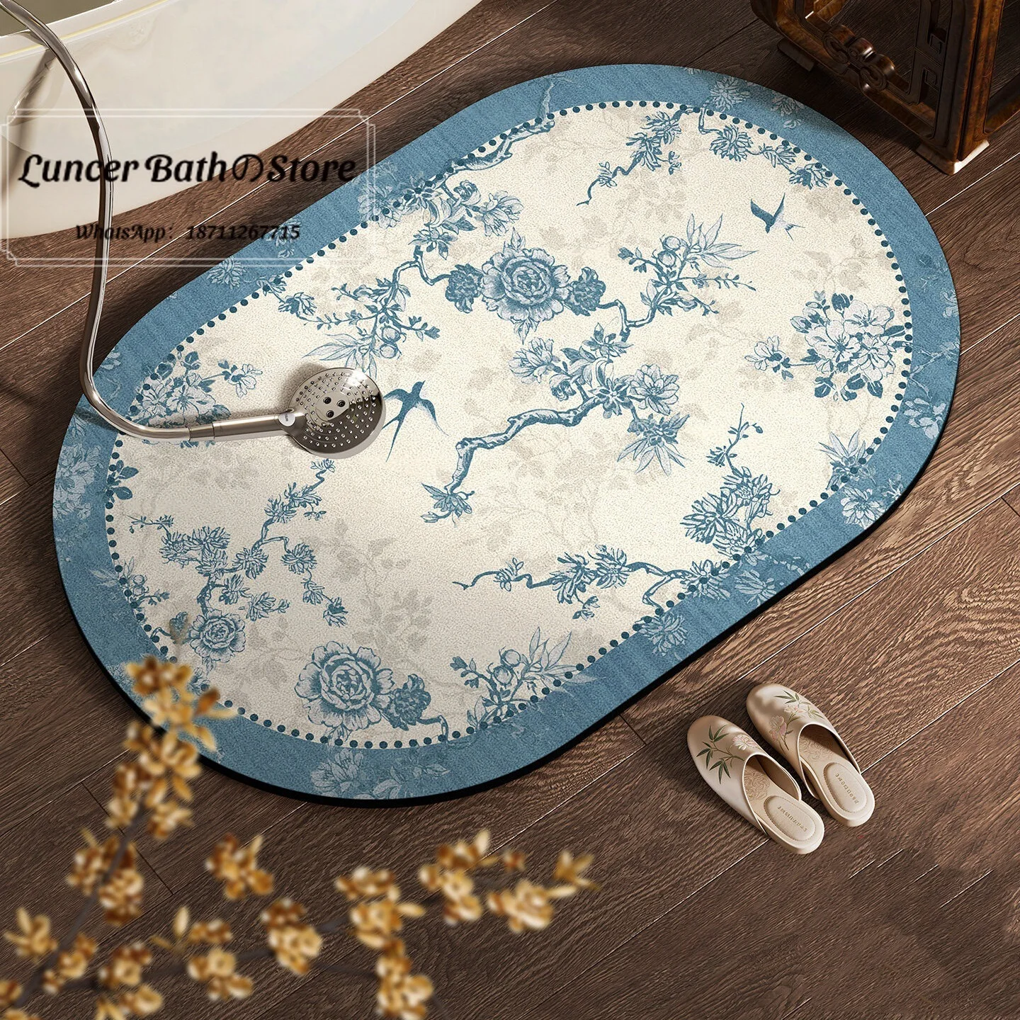 New Chinese-style bathroom floor mat, toilet door sink, non-slip absorbent quick-drying foot pad, dirt-resistant diatom