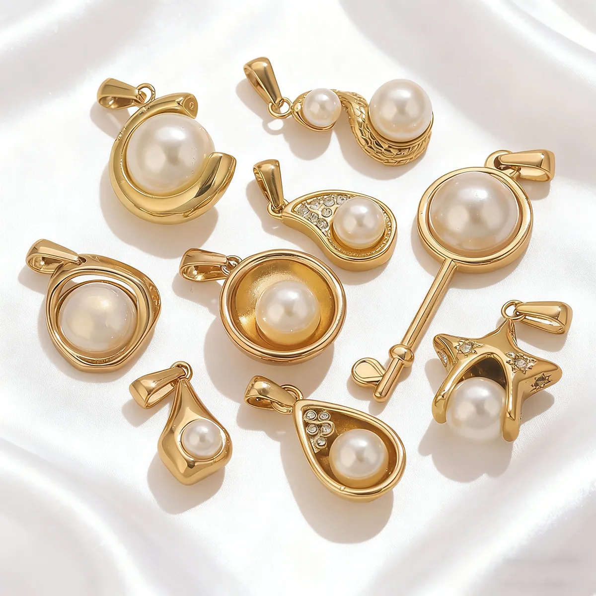 

1 шт., позолоченный ключ из нержавеющей стали, подвеска в виде капли воды с пентаграммой и искусственным жемчугом, ожерелье, серьги, принадлежности для изготовления ювелирных изделий своими руками