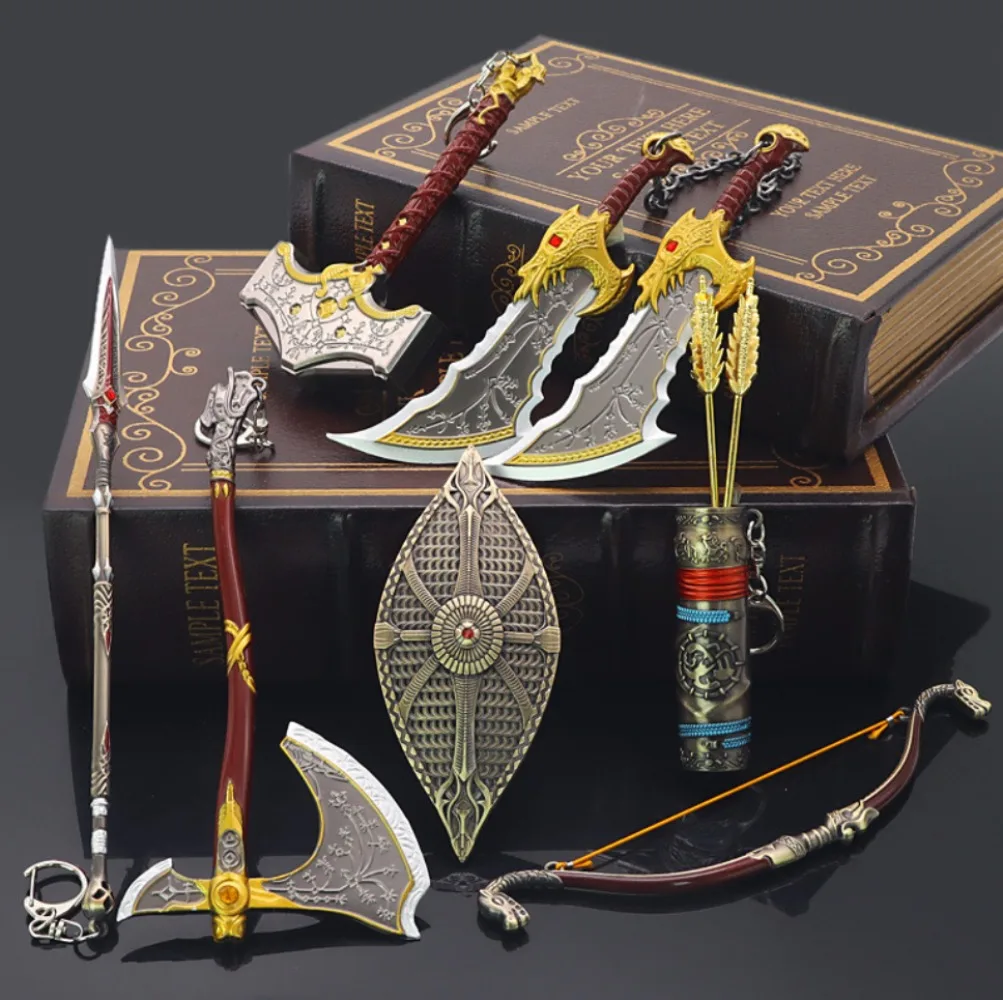 Arma God of War Kratos Blades of Chaos Olympus espada modelo juego periférico llavero de Metal Katana espadas regalos juguetes para niños