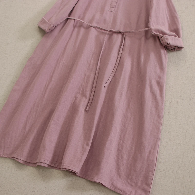 Japonês doce mori menina dupla camada vestido de algodão feminino primavera nova meia gola aberta manga longa casual solto midi vestidos