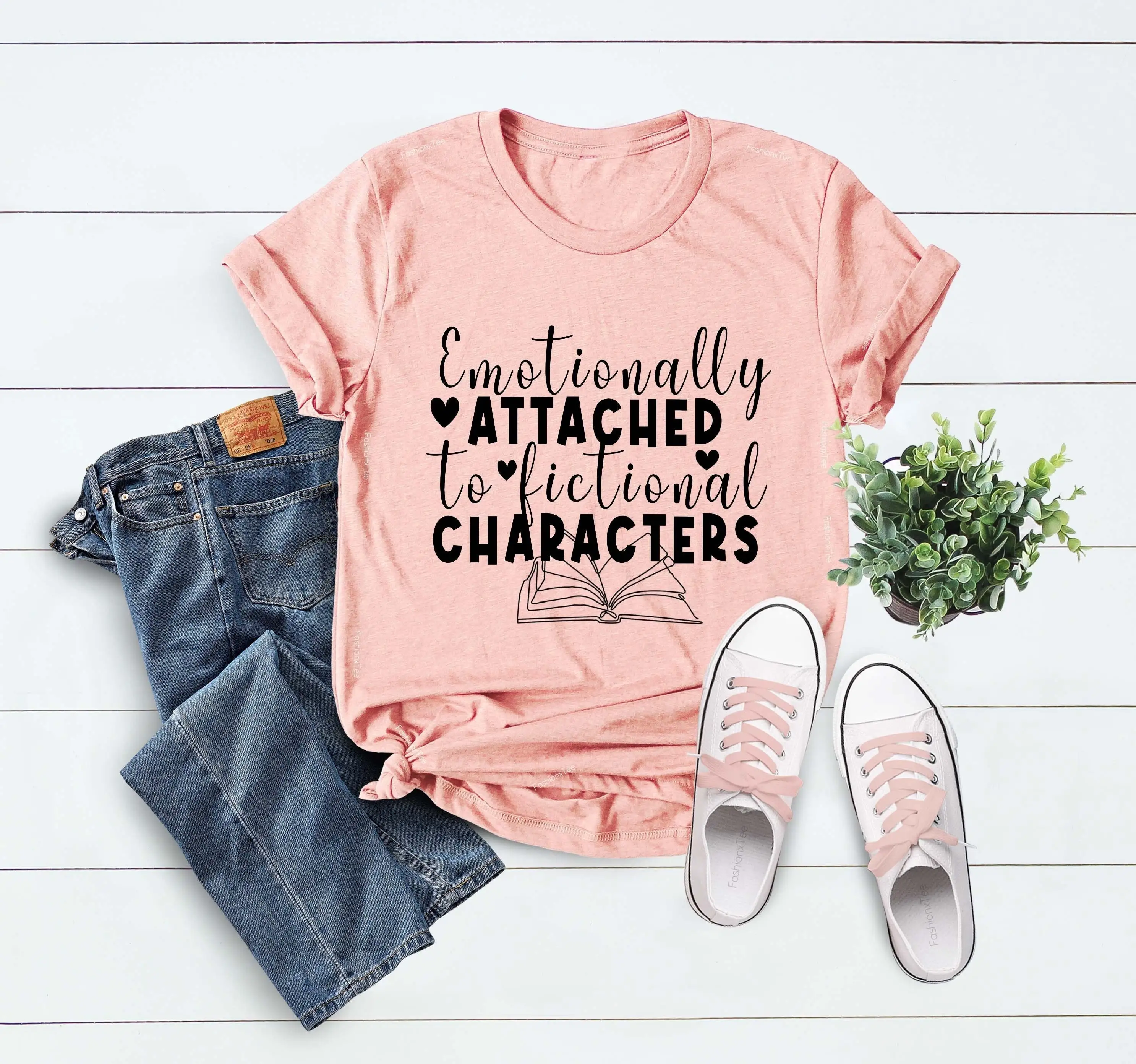 Emotionally Attached To Fictional Characters T Shirt Funny Reading Bookish Blogger Book Nerd Lover