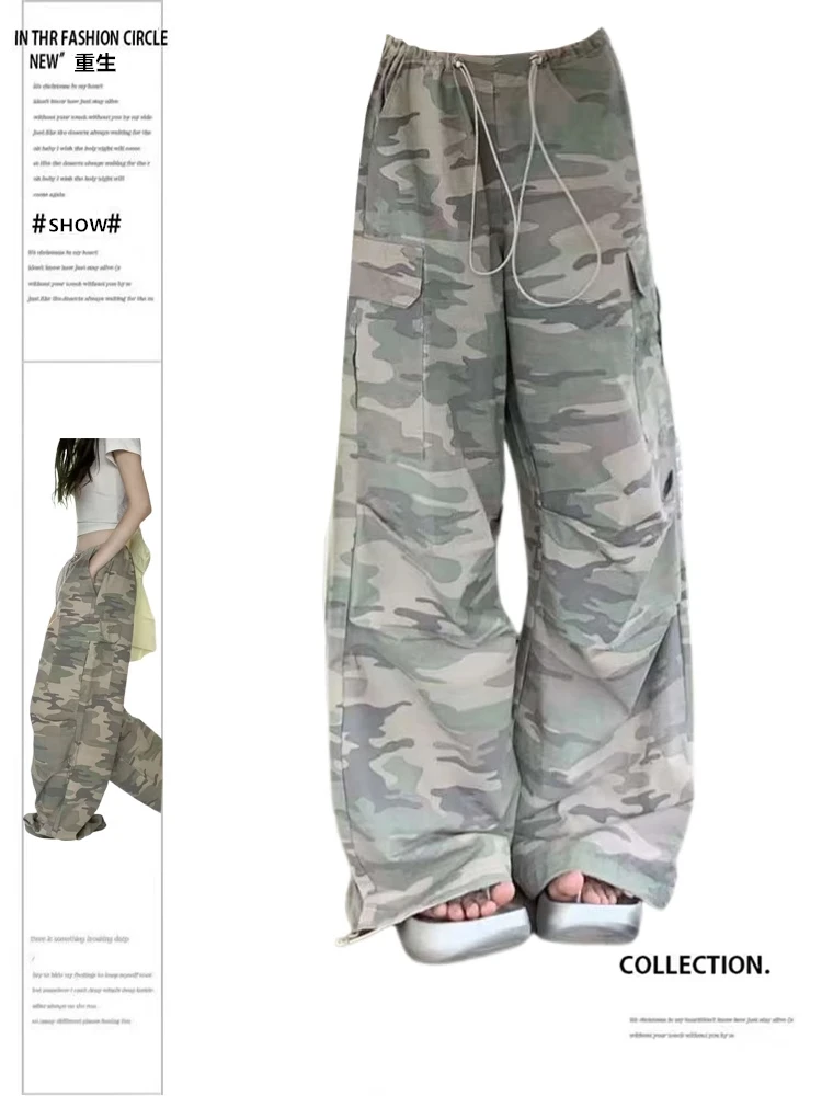 

Women Grunge American Vintage Camouflage Jean Y2k Streetwear Baggy Joggers Denim Pants 2000s Aesthetic Tide BF Style Japanese