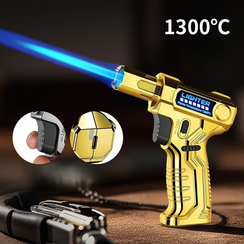 Outdoor High Power Arc Ignition Torch Lighter Portable Windproof Jet Flame Inflatable Moxibustion Butane Cigar Barbecue Lighter