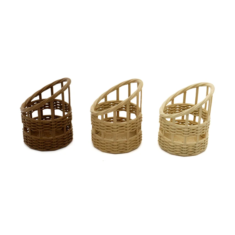 Dollhouse Miniature Storage Basket, Woven Bread Basket, Shopping Basket, Kitchen Model Decor, Toy Doll House Acessórios, 1:12