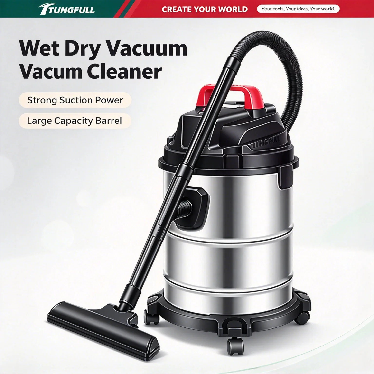 18L Electric Vacuum Cleaner Household High Suction Power Dry Wet Use Triple-Use Blower Vacuum Cleaner