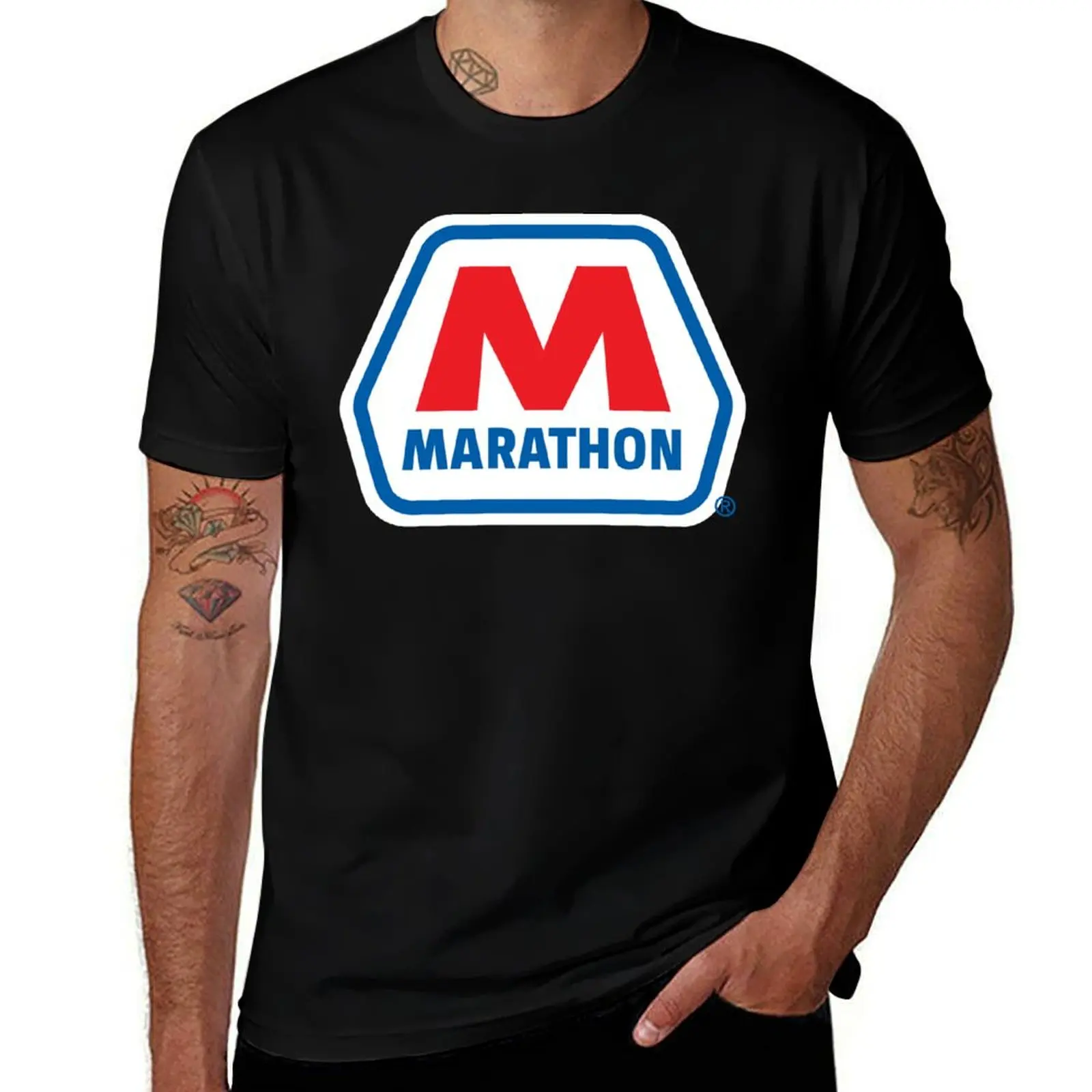 Marathon OIL RACING LUBRICANT seghosamdes T-Shirt summer tops vintage graphic tee mens plain t shirts