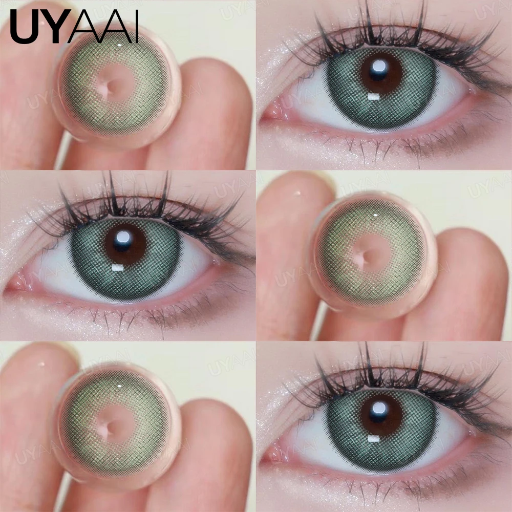 UYAAI Color Contact Lenses for Eyes Korean 1 Pair Fashion Lenses Brown Colorcon Colored Lenses with Diopters Degree Blue Lenses