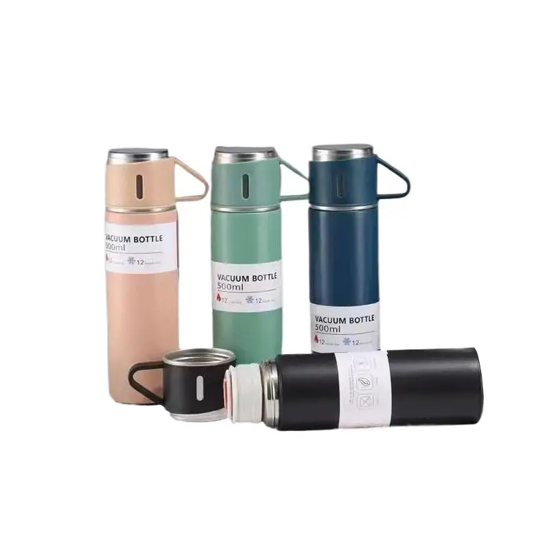 500ML Stainless Steel Vacuum Flask Gift Office Business Style Thermos Bottle Outdoor Hot Water Thermal Insulation Couple Cup