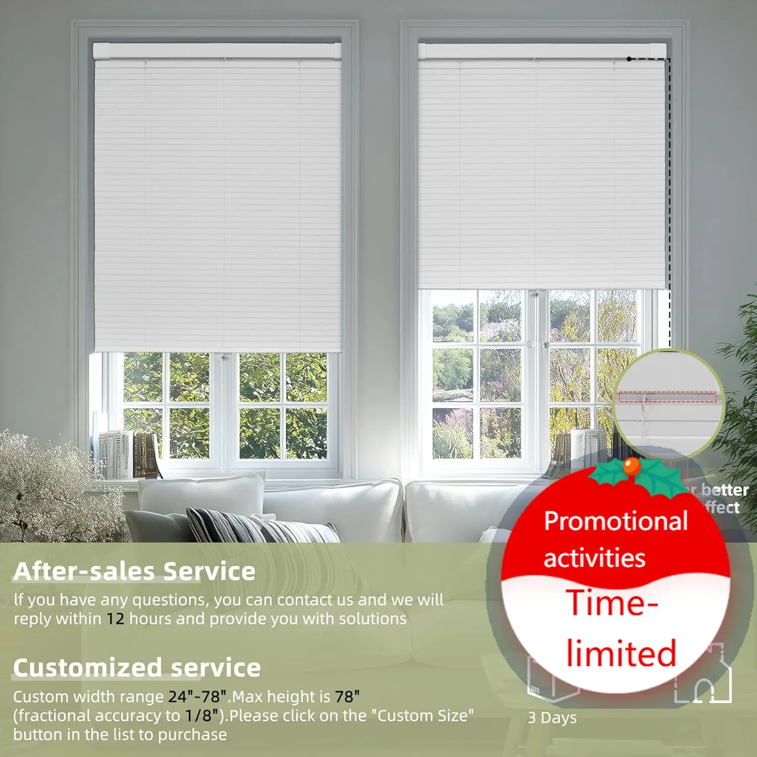 

No Tools No Drill Mini Blinds, Cordless Wandless Aluminum L-Shaped Slats Pull Down Venetian Blinds, Room Darkening Horizontal Wi