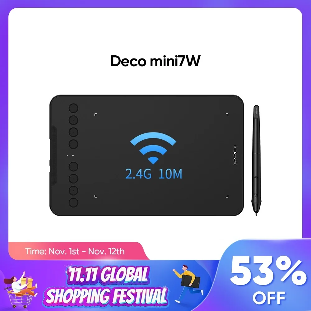 Go! Deco Mini7W Wireless Drawing Tablet Graphics Tablet 7*4 Inch With Tilt for Windows Mac Android Art