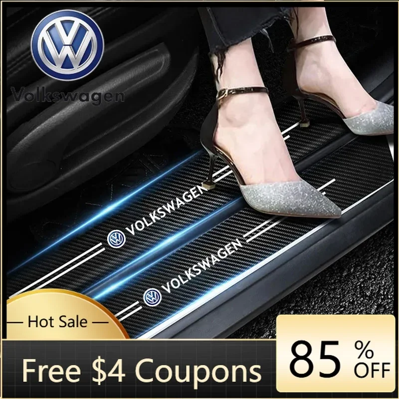 

For VOLKSWAGEN VW 5pcs Car Door Sill Protector Stickers For Volkswagen Golf Tiguan Jetta Transporter Passat T5 Polo Touran Sciro