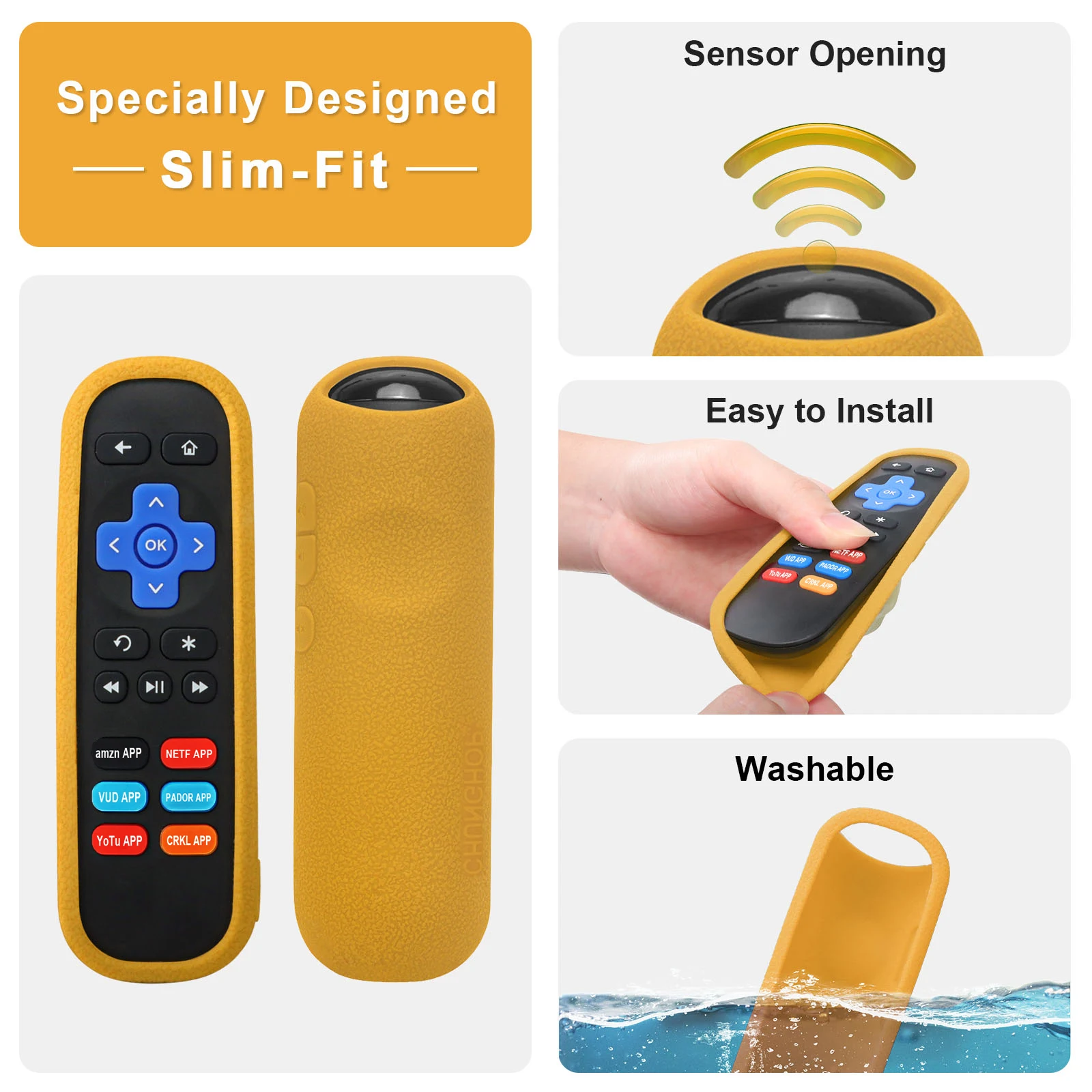 Protective Sheath Remote Controller Case for TCL for Roku TV 3600R RC280 Silicone Shockproof Cover Anti-Lost Fluorescence
