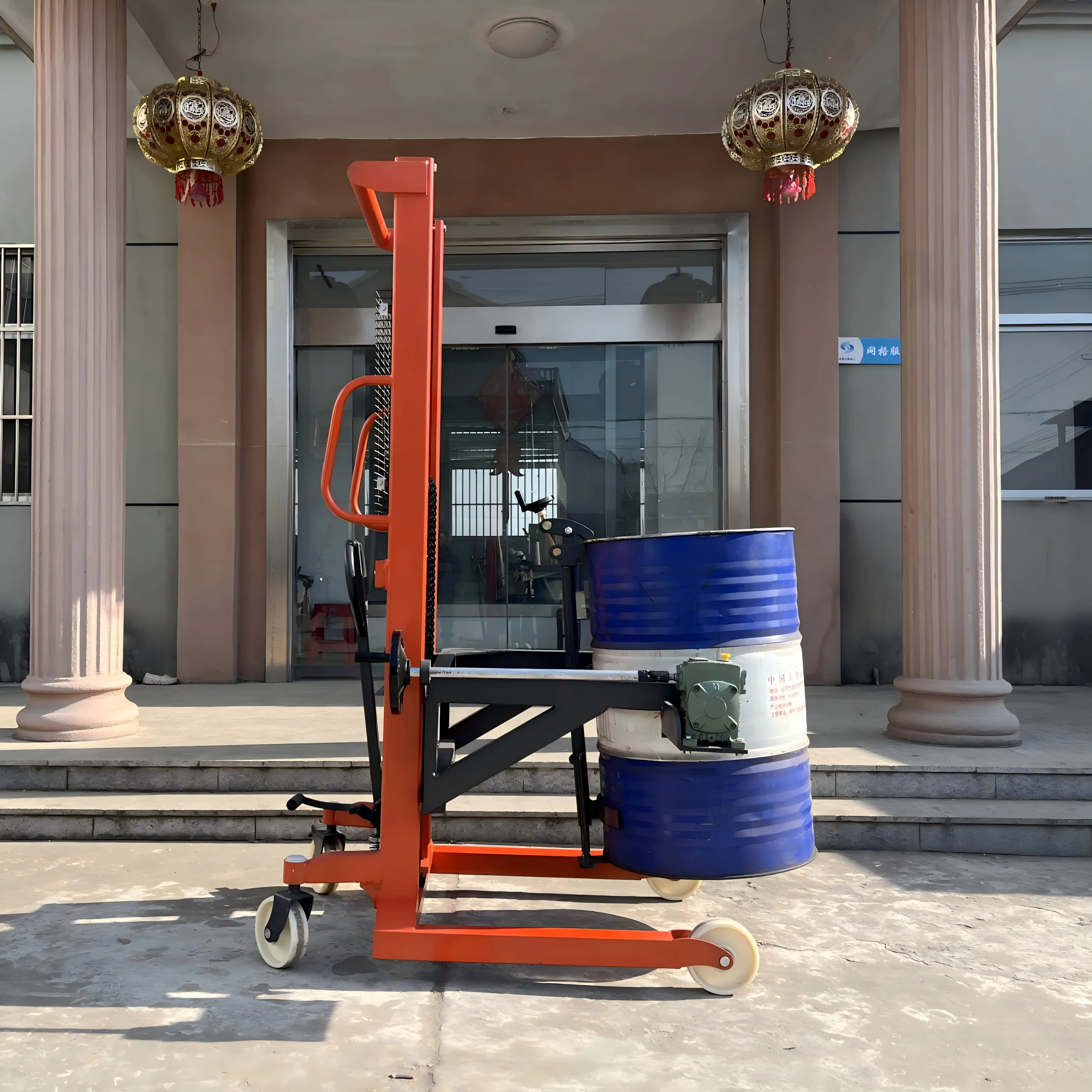 New Hand Push Oil Drum Stacker Heavy Duty Manual Tipping Transport for Easy Material Handling