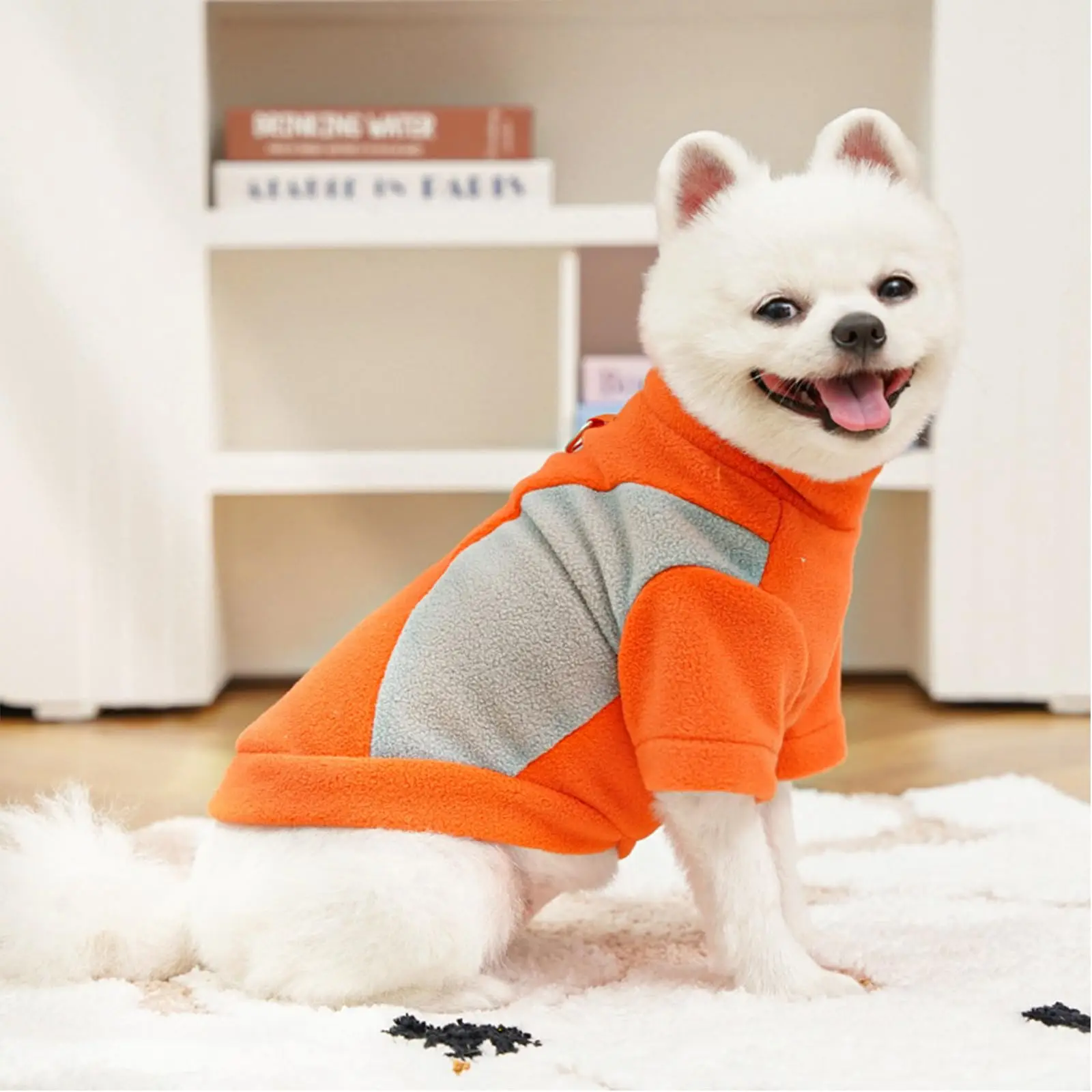 Winter Dog Sweatshirt Warm Soft Comfy Pet Pullovers with D-Ring Fashion Color Matching Pet Clothes for Small Medium Large Dogs