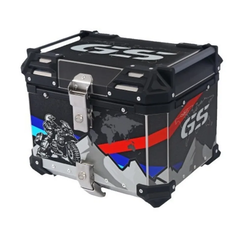36L45L/55L/65L Aluminum Alloy Trunk Storage Box Tail Box Colorful Mountain and River Stickers Fully Waterproof