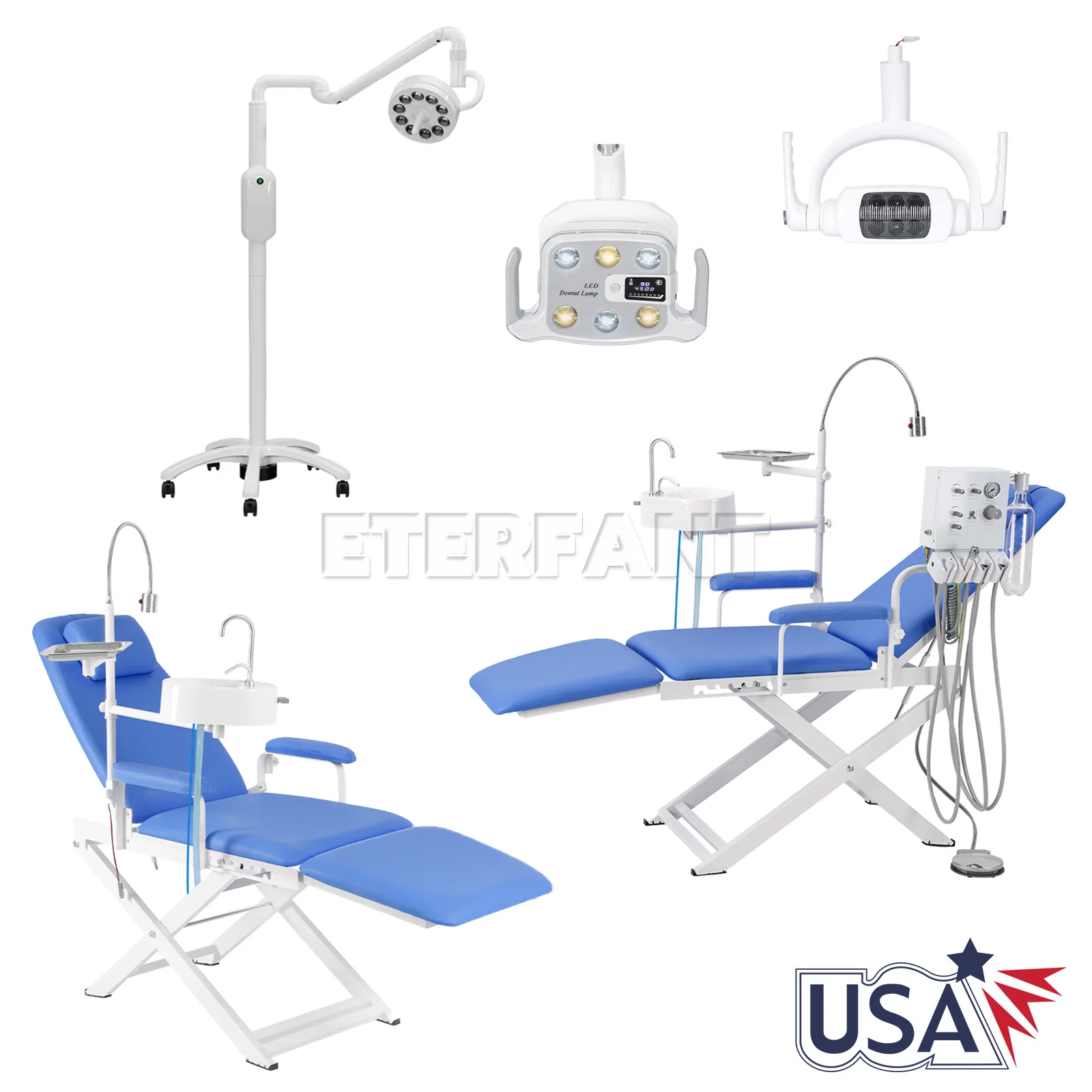 

6 LED Dental 8W/9W Shadowless Oral Lamp Light Induction Sensor/Foldable Chair Set+Air Turbine&LED Light/Folding Portable Chair