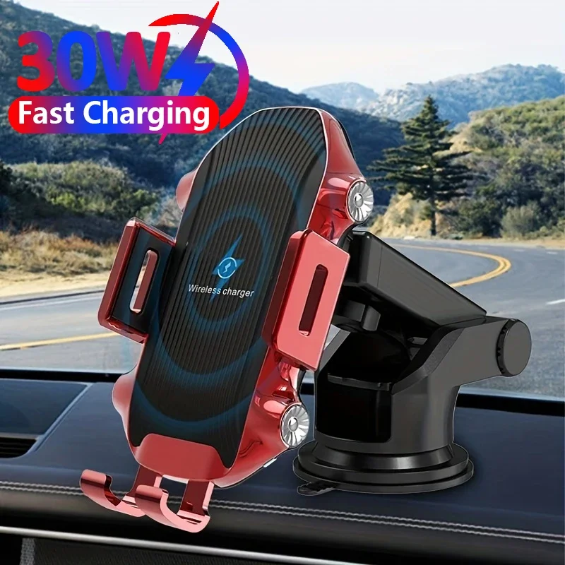 30W Wireless Charger For iPhone 15 14 13 12 11 Xiaomi Samsung Air Car Vent Car Phone Holder Mount Fast Wireless Charging Station