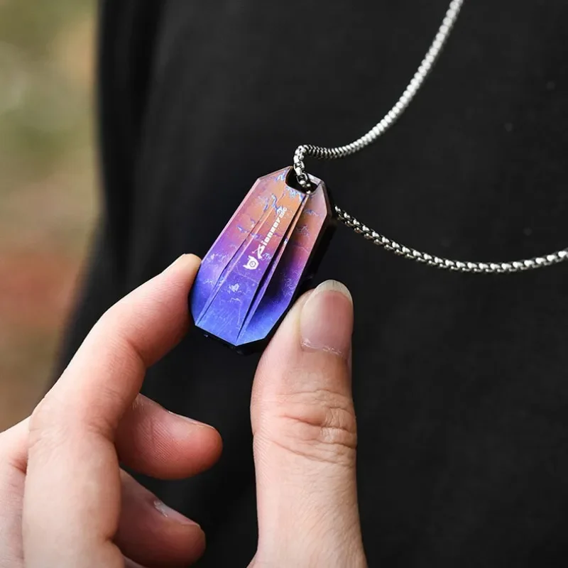 3D Double Tube 120DB Titanium Whistle Necklace Outdoor Survival EDC Tool