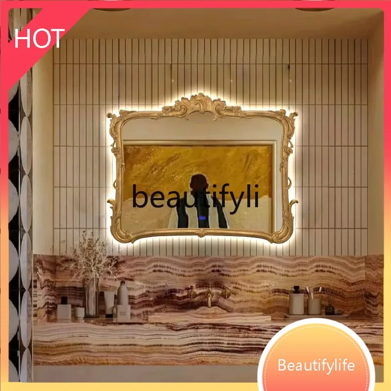

A13 Зеркало для ванной комнаты во французском стиле, умывальник, зеркало для ванной комнаты, резное нерегулярное зеркало в европейском стиле