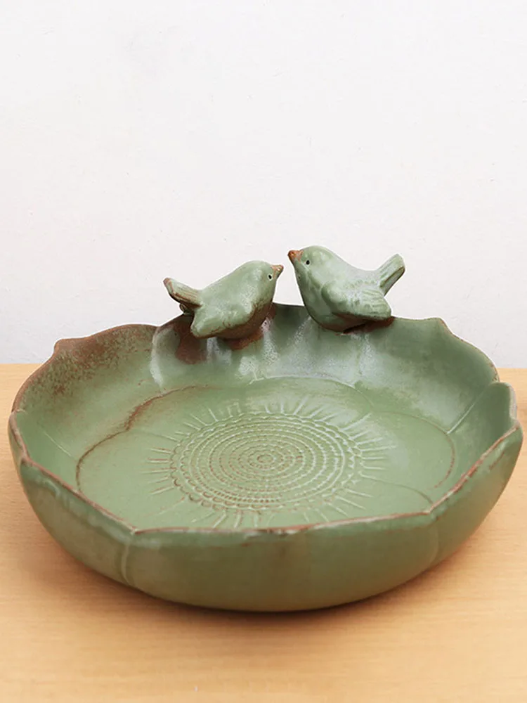 

Керамическая миска для купания птиц, кормушка для птиц, многофункциональный поднос для кормления птиц, контейнер для полива колибри для открытого сада, двора