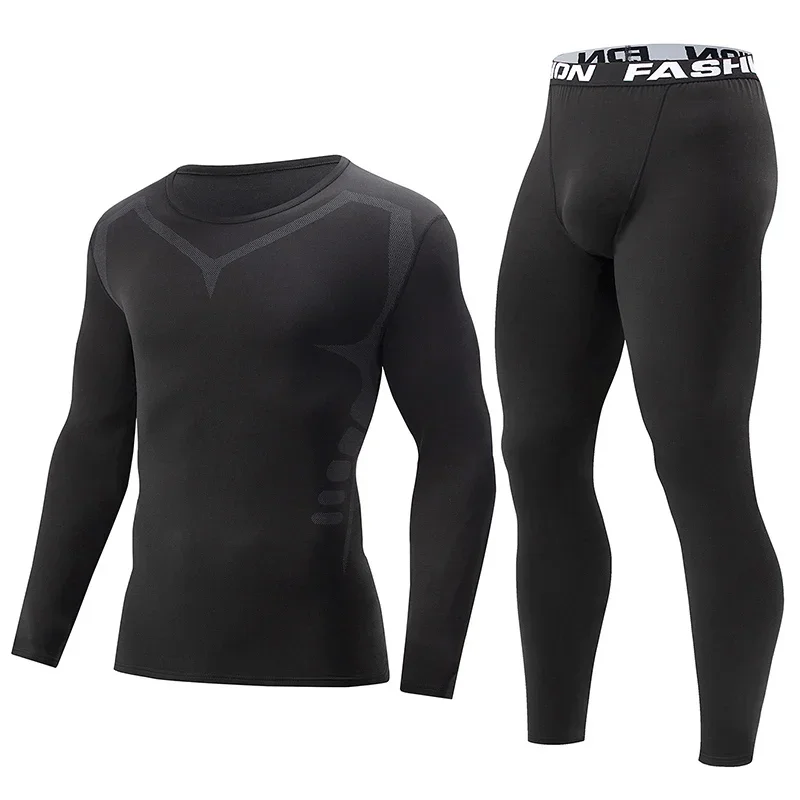 

2-piece men's warm corset Ski warm suit Corset jacket and trousers Men's fitness pants shirt running yoga athlete sports pants j