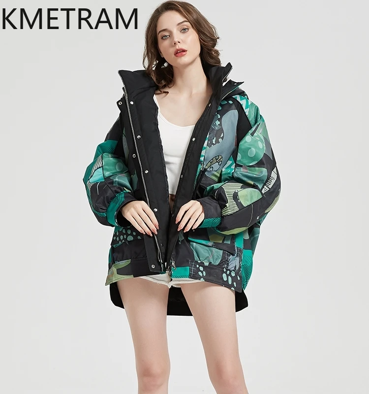 KMETRAM الأبيض أوزة أسفل معاطف منتفخة امرأة خضراء خفيفة الوزن سترات مبطنة 2025 قصيرة مقنعين الشتاء سترة الملابس ropa mujer #5