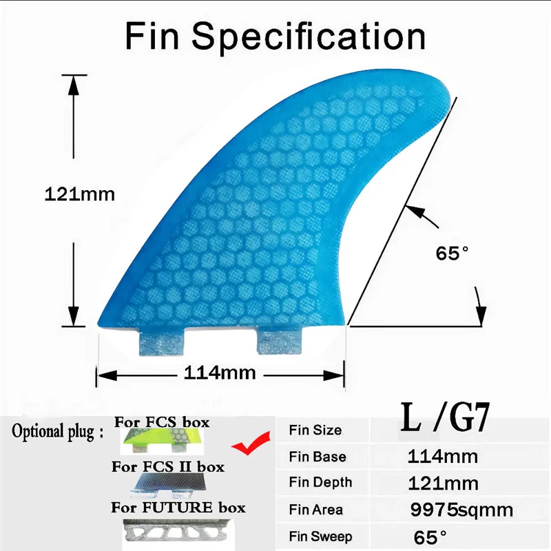 3PCS Set G7 size Surf Fin Fiberglass Honeycomb With L Size Hot Sell Surfing Tri Fins Water Sports