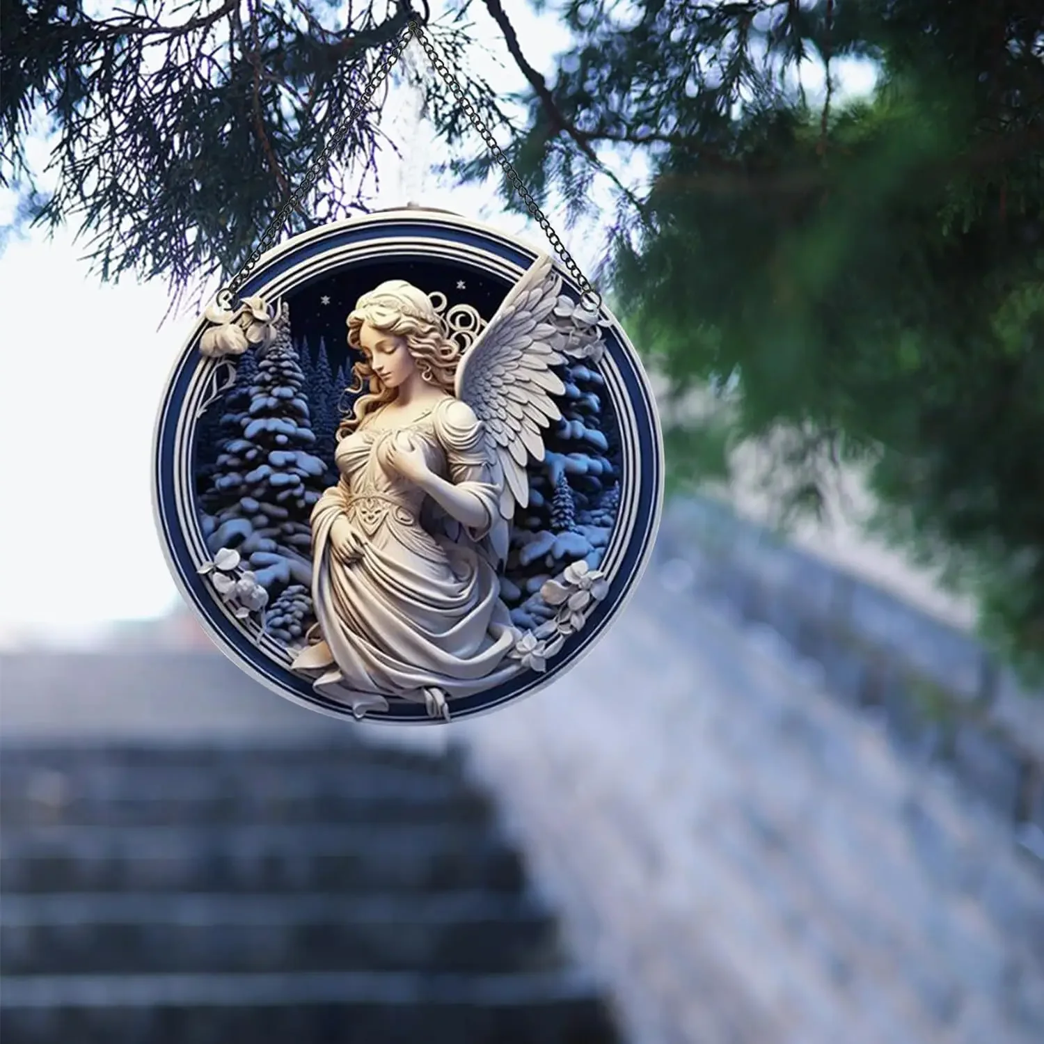 

2024 acrylic material pendant European relief angel style window decoration pendant