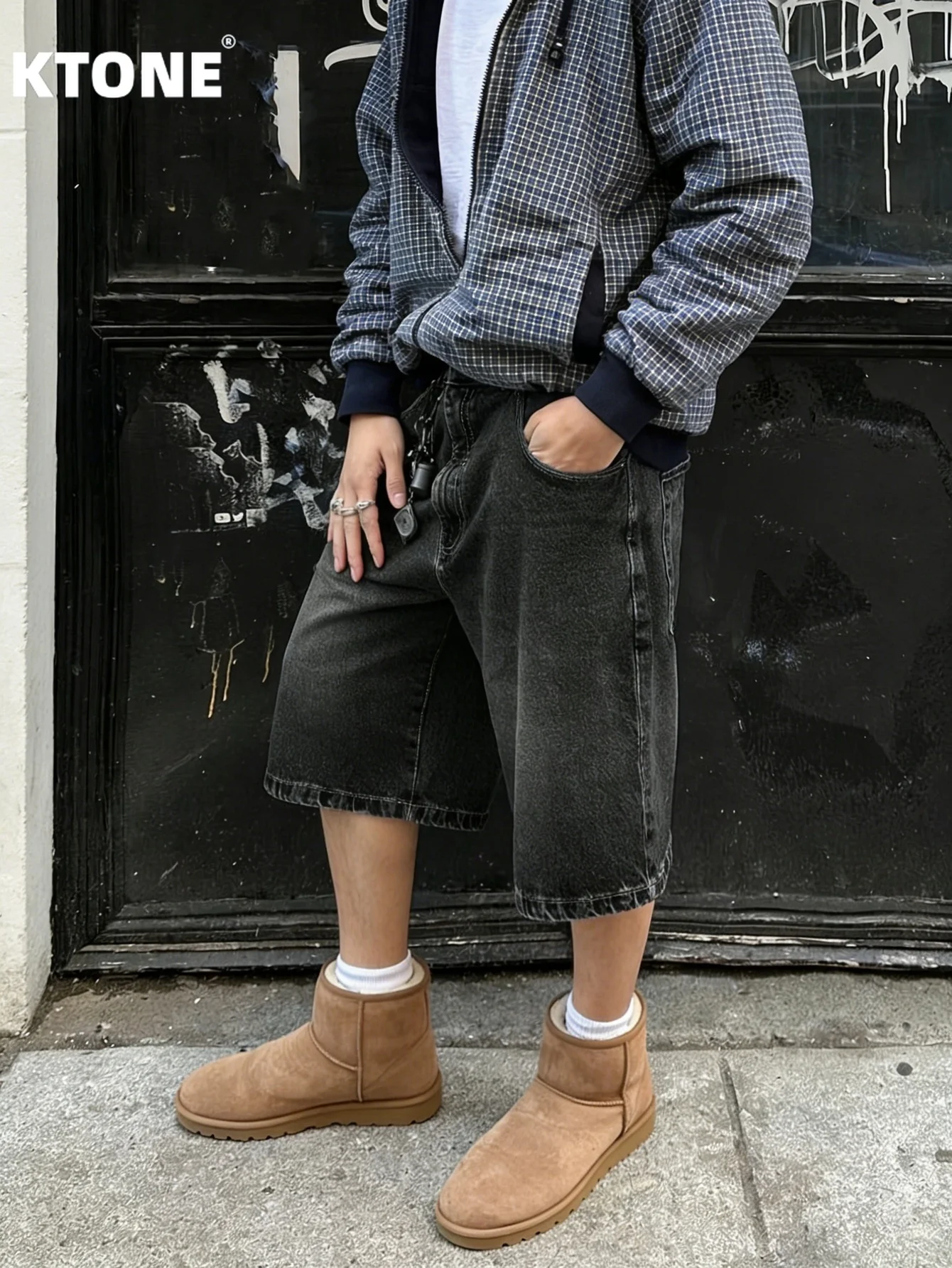 

Мужские повседневные джинсовые шорты из неэластичного черного денима, однотонные, простые, модные, короткие брюки для повседневной носки.