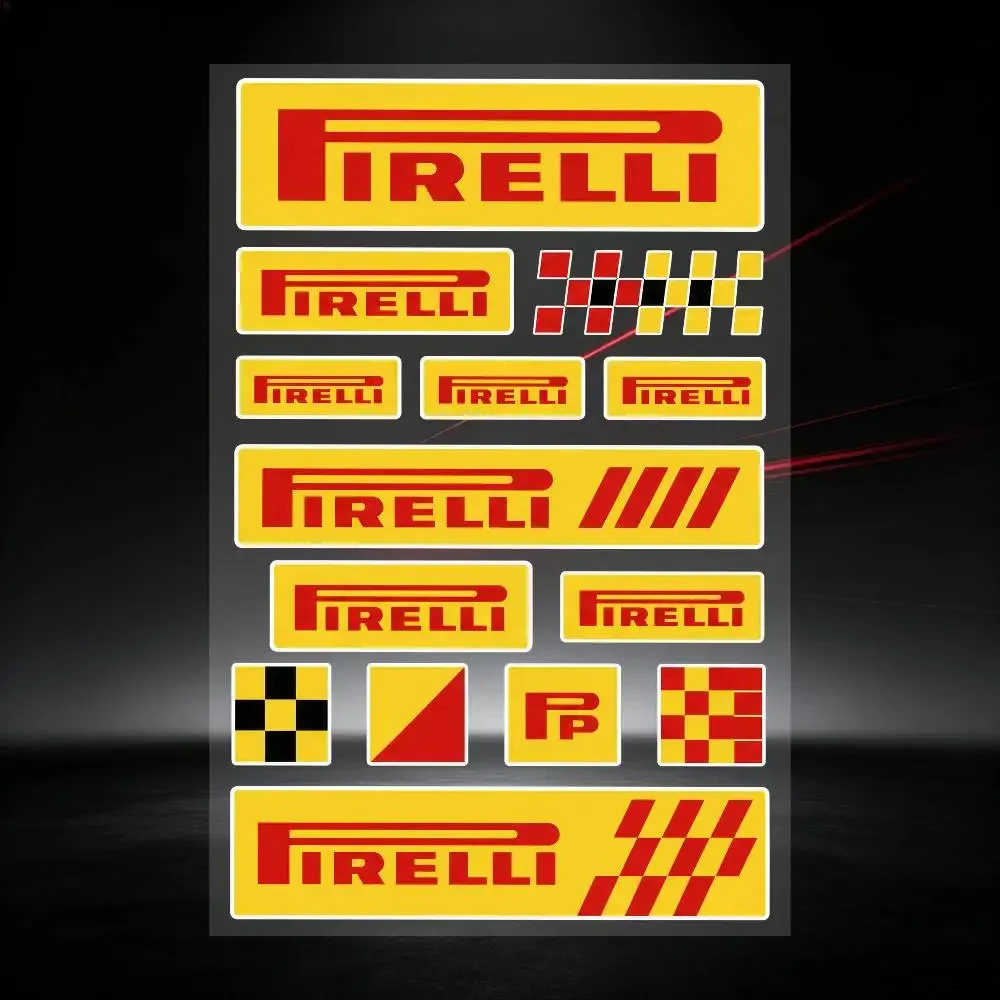 PIRELLI Long Lasting Waterproof Reflective Sticker Scratch Conceal Fit Motorcycle Car Helmet Fridge Decals