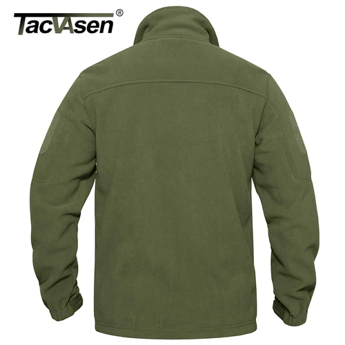 Imagen 2 del producto TACVASEN Chaqueta de lana para hombre, abrigo suave y cálido a prueba de viento con cremallera completa, múltiples bolsillos con cremallera, senderismo, trabajo, cortavientos al aire libre