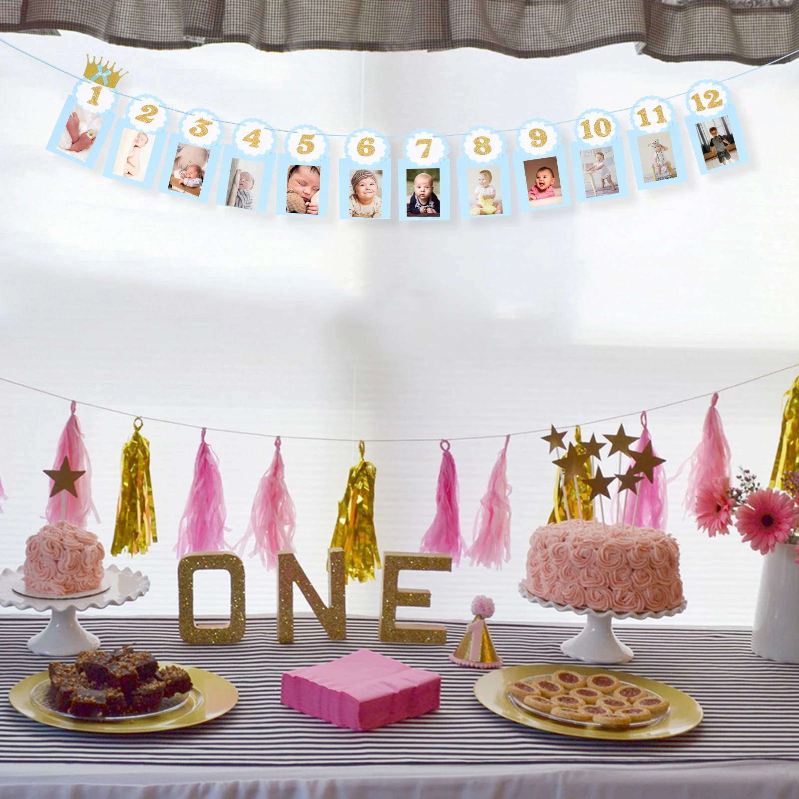 

Growth Photo Banners 1St Birthday Photo Banner Kids Party Milestone Banner Baby Birthday Supplies Paper Material