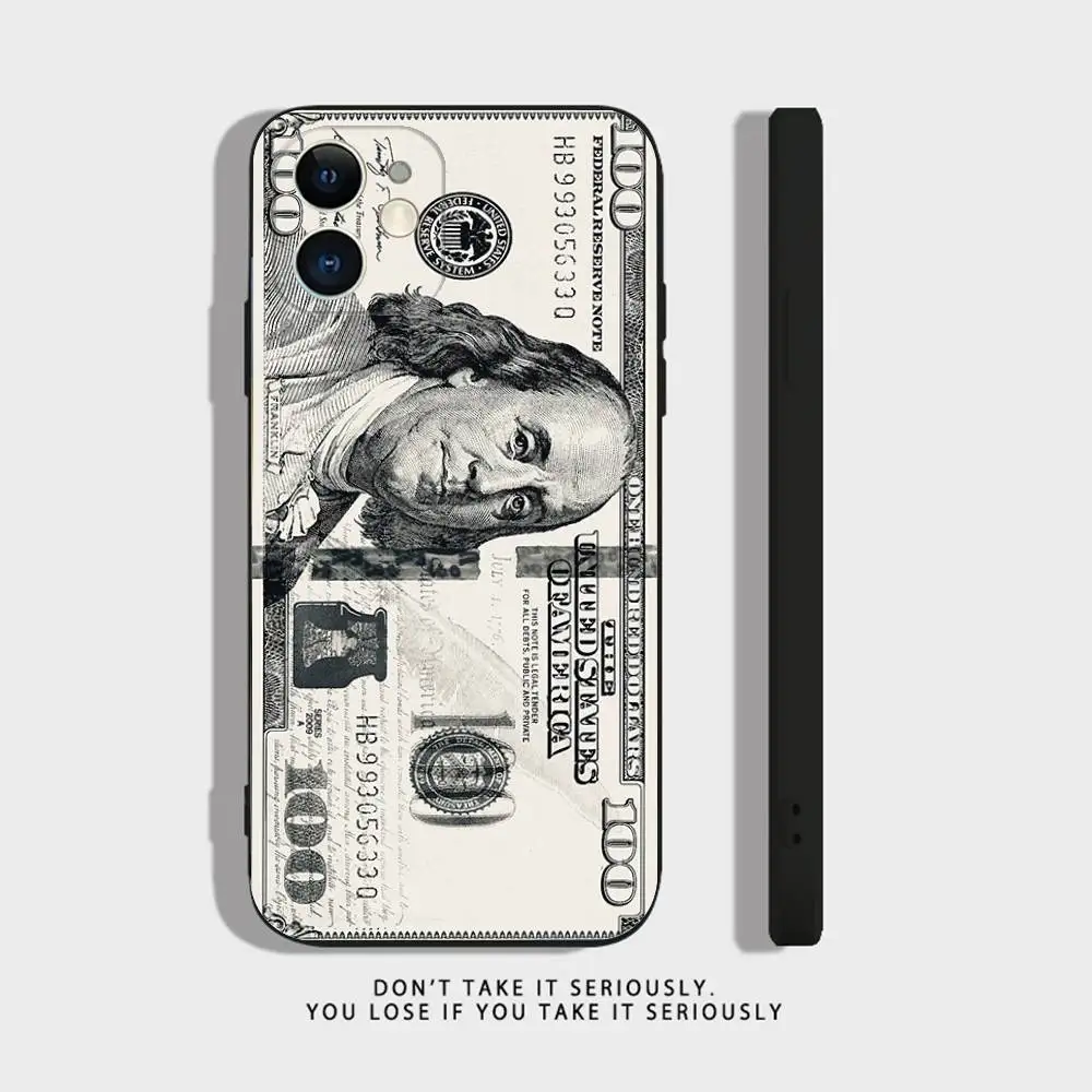 حافظة هاتف بتصميم دولار أمريكي لهاتف iPhone 16,15,14,13,12,11,Pro,X,XS,Max,XR,Plus,Mini Soft Silicone Black مقاومة للصدمات #4