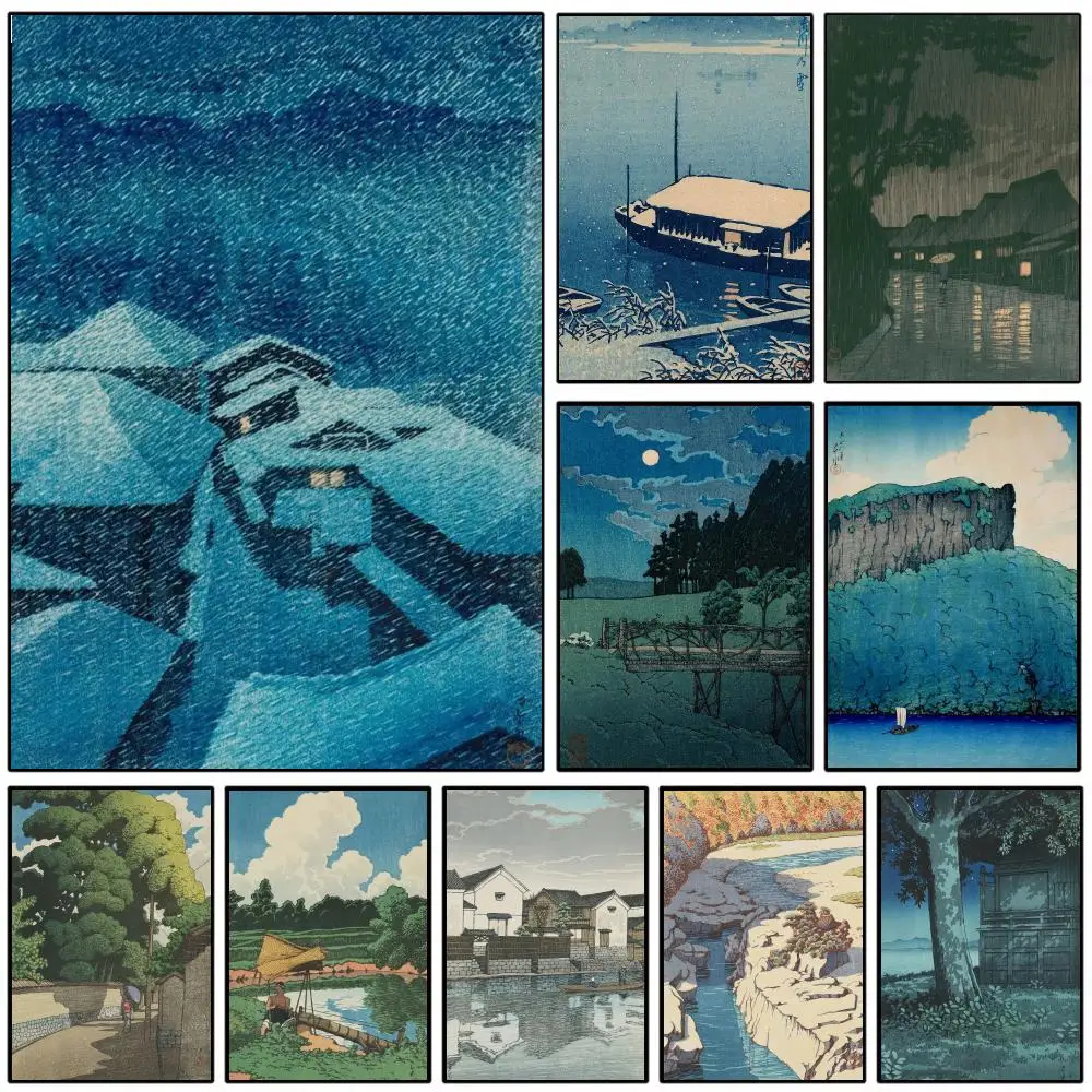 Art H-Hasui K-Kawase Poster Self-adhesive Art Waterproof Paper Sticker Coffee House Wall Decor