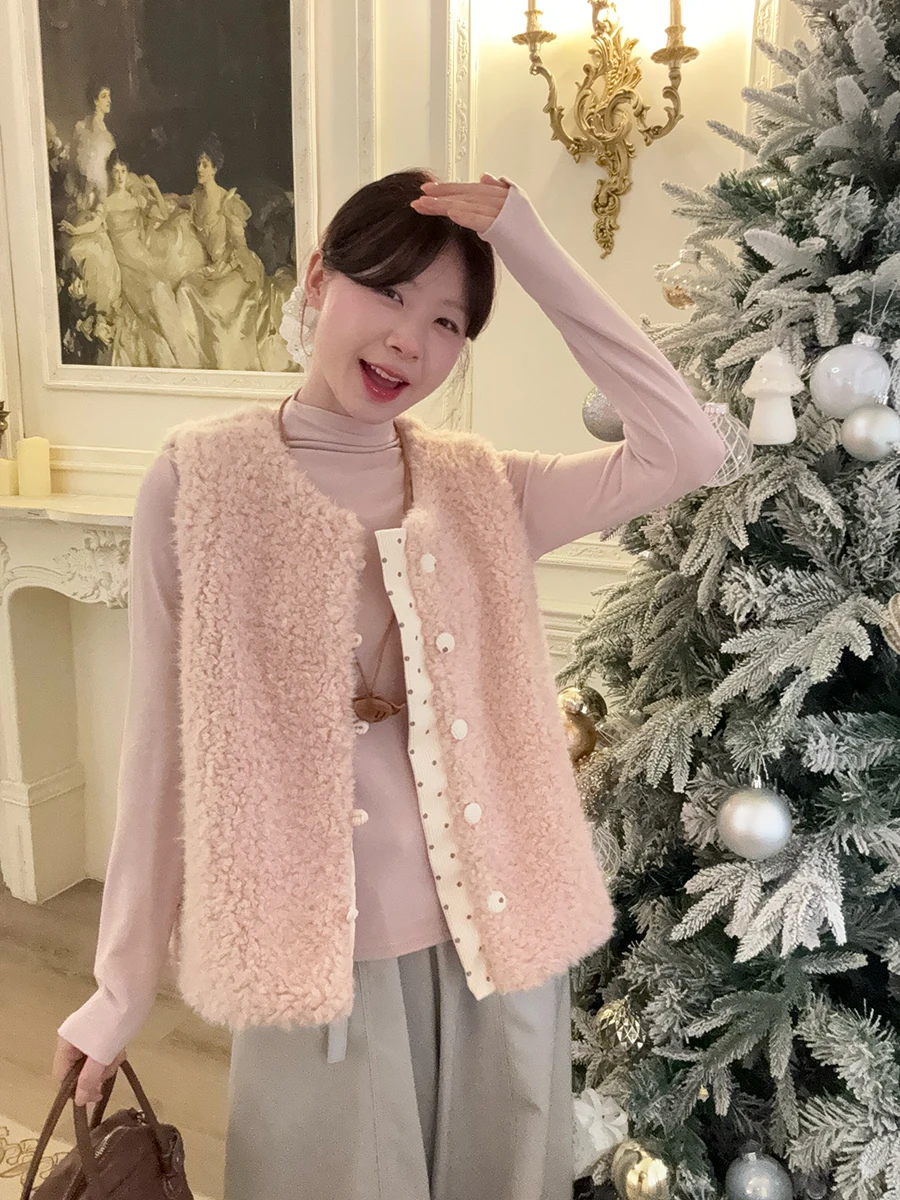 

Женский комплект из двухслойной однотонной базовой одежды больших размеров из искусственного меха ягненка, модный осенний наряд