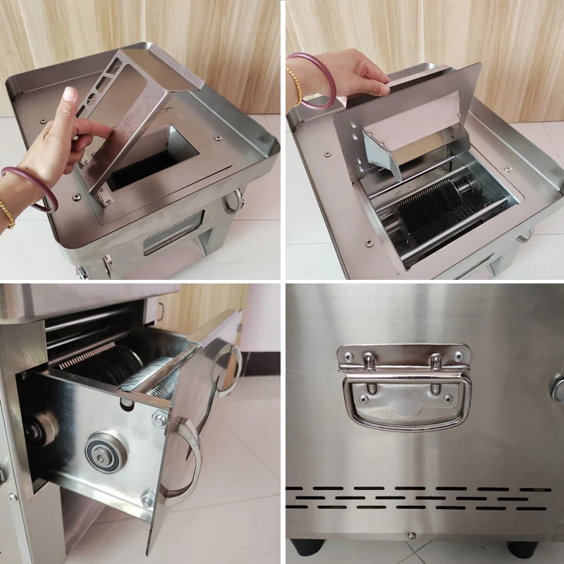 ماكينة تقطيع اللحوم الكهربائية المهنية الفولاذ المقاوم للصدأ قطاعة اللحوم الصناعية 220 فولت 110 فولت سطح المكتب قطاعة اللحوم