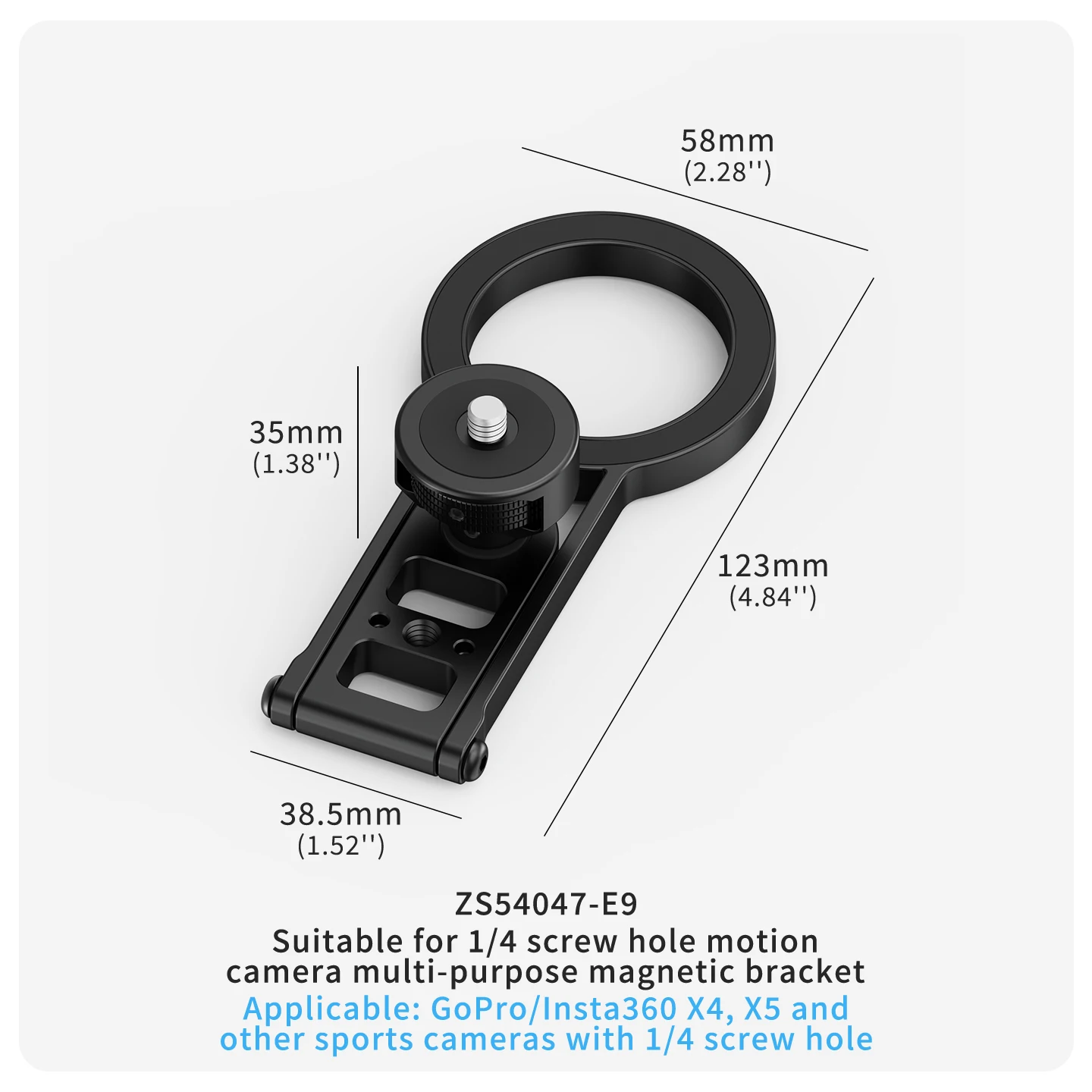 Magnetische Halterung mit Schnellverschluss, 360° Dämpfungs-Kugelkopf, Stativadapter für GoPro, DJI, Insta360, iPhone MagSafe, Lichtstativ – Detail 24